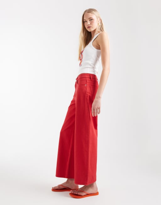 Mango – Kika – Czerwone jeansy z prostymi nogawkami z bawełny 100%, 2 z 9