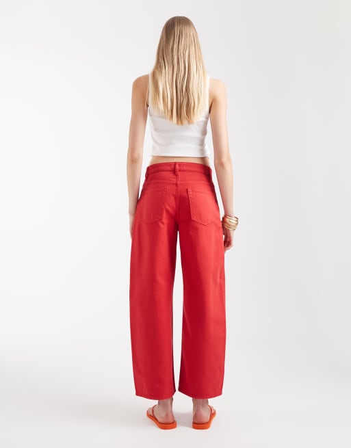 Mango - Kika - Jeans dritti in 100% cotone rossi, 3 di 9