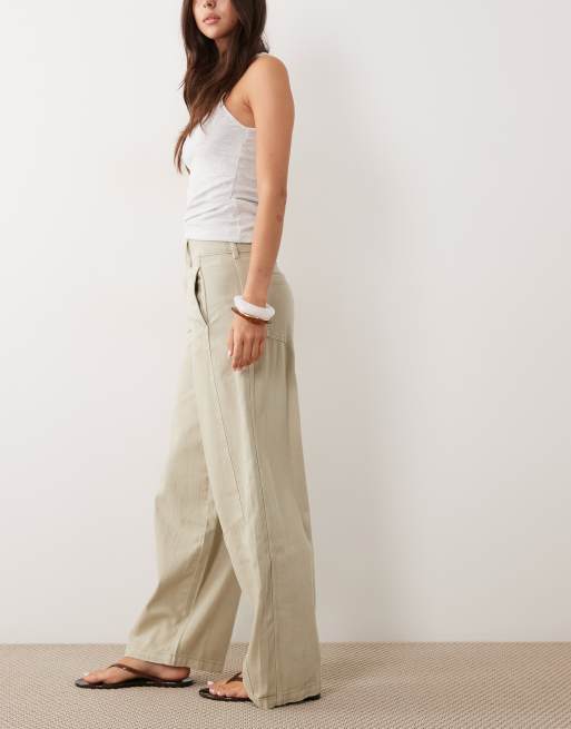 Mango – Kiko – Jeansy z baryłkowymi nogawkami w kolorze jasnego khaki z bawełny 100% , 2 z 5