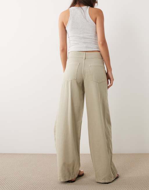 Mango – Kiko – Jeansy z baryłkowymi nogawkami w kolorze jasnego khaki z bawełny 100% , 3 z 5