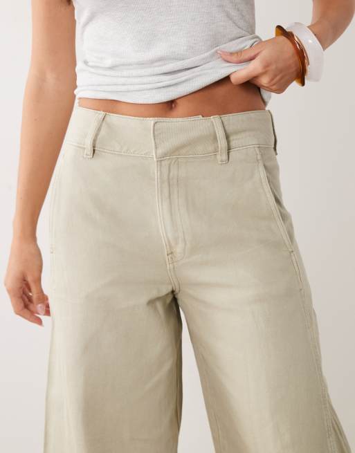 Mango – Kiko – Jeansy z baryłkowymi nogawkami w kolorze jasnego khaki z bawełny 100% , 4 z 5