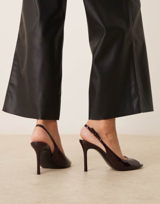 Mango - Kirsebærrøde sko med hæl, hælrem og åben tå, 3 af 4