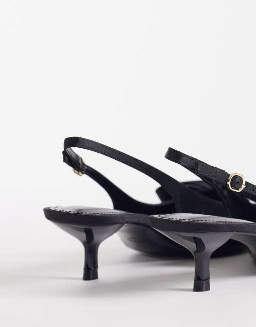 Mango kitten court heel with bow detail in black, 4 of 4