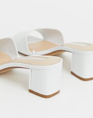 white kitten heel mules