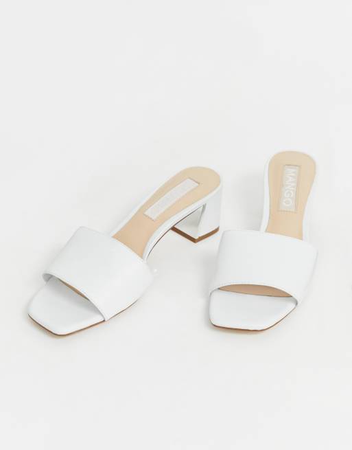 Mango kitten heel mules in white