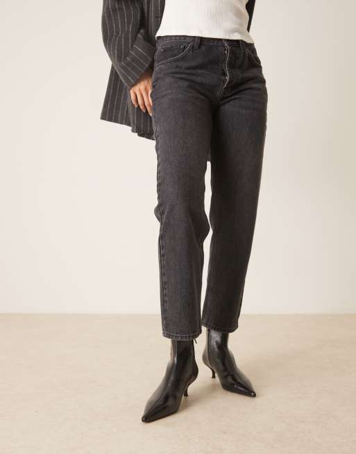 Mango kitten heel pointed ankle boots in black, 3 of 4