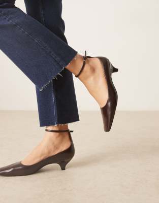 Mango Kitten Heeled Mary Jane With Ankle Strap In Brown