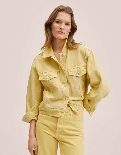 Mango - Klassiek denim jack in geel