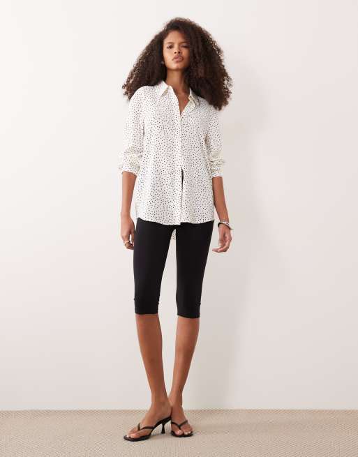 Mango - Klassiek overhemd in beige en zwart met stippen, 2 van 4