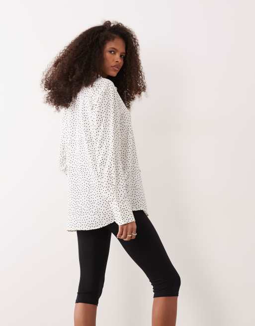Mango - Klassiek overhemd in beige en zwart met stippen, 4 van 4