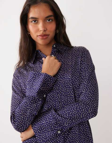 Mango klassiek overhemd met blauwe polkadotprint - view 1
