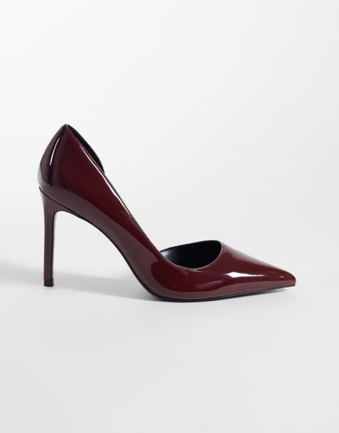 Mango klassieke pumps met hak in bordeauxrood - view 1