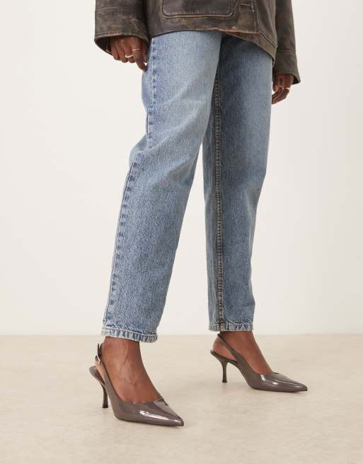 Mango – Klassische Schuhe in Pilzbraun mit Fersenriemen und Pfennigabsatz, 2 von 4