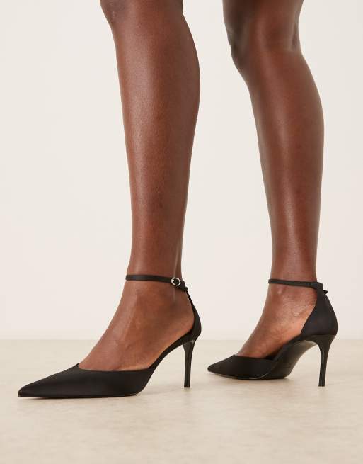 Mango – Klassische, spitze Absatzschuhe aus Satin in Schwarz, 4 von 4