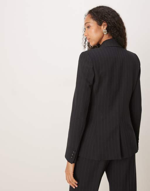 Mango – Klassischer Blazer in Marineblau mit Nadelstreifen, Kombiteil, 3 von 4