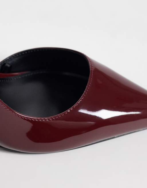 Mango klasyczne czółenka na obcasie w kolorze burgundowym, 3 z 4