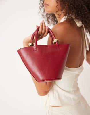 Mango - Kleine Bucket Bag in Rot mit goldfarbenen Akzenten