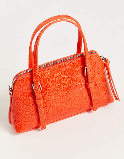 Mango – Kleine Handtasche in Kroko-Orange, 4 von 4