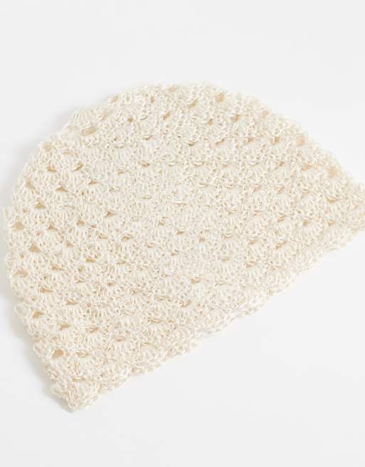 Mango knit beanie hat in cream, 3 of 3