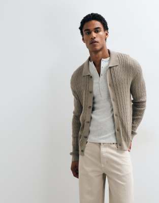 Mango Knit Button Up Cardigan In Neutral