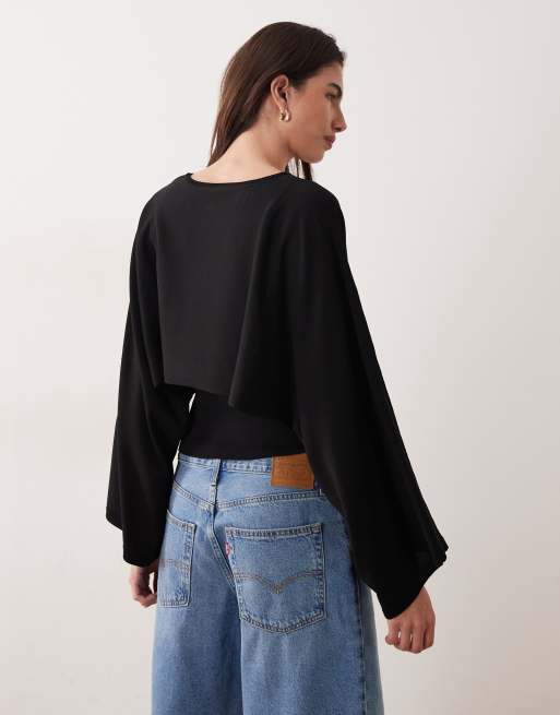 Mango knit cape in black, 4 of 4