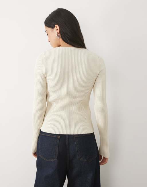 Mango knit cardigan in ecru, 4 of 4