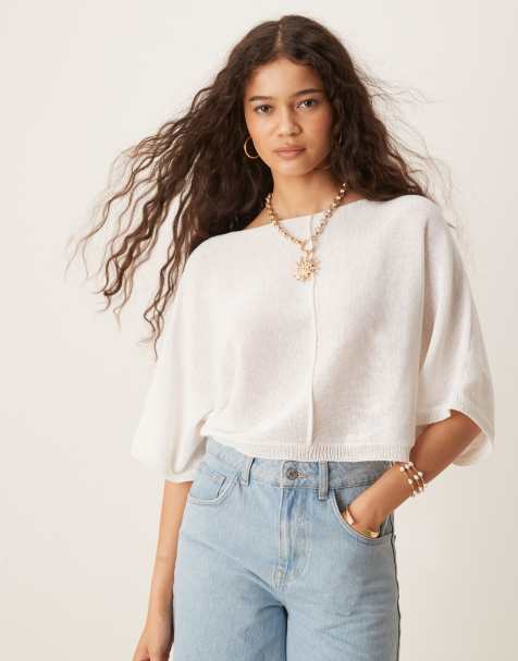 Mango knit crop top in white - view 1