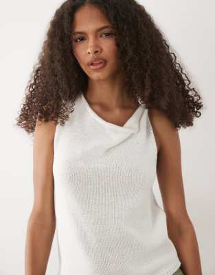 Mango Knit Halterneck Top In White