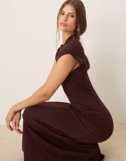 mango knitted maxi dress AYELLA DEEP-V KNIT MAXI DRESS - MANGO