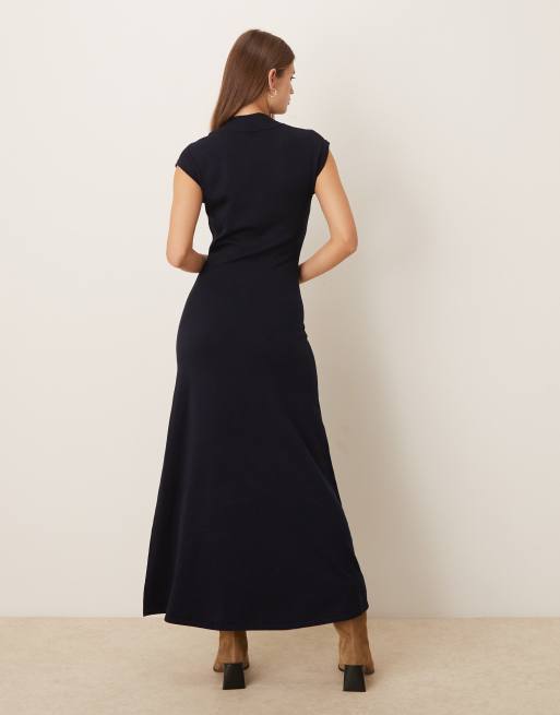 Mango knit maxi dress in navy