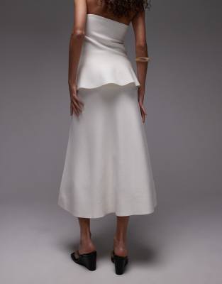 Mango Knit Midi Skirt In White