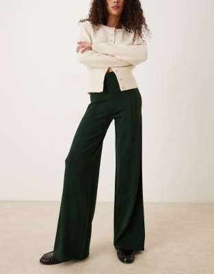 Mango Knit Pleated Front Pants In Green