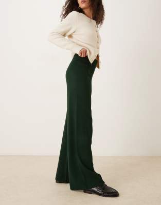 Mango Knit Pleated Front Pants In Green