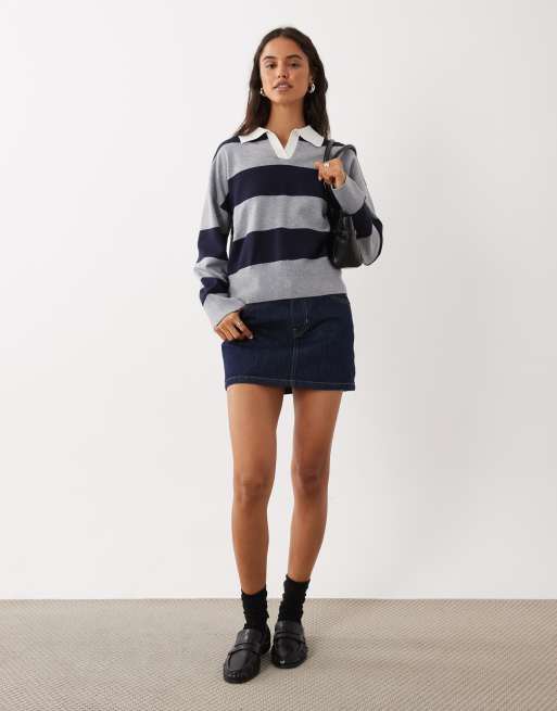 Mango knit polo shirt in blue and gray, 2 of 4