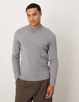 Mango Knit Polo Shirt In Gray