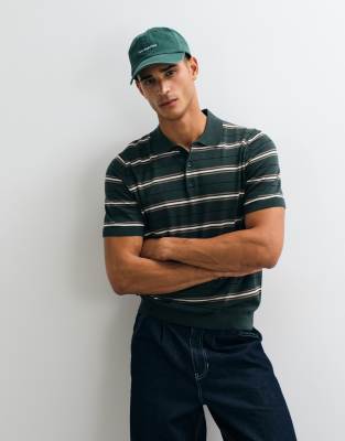 Mango Knit Polo Shirt In Green