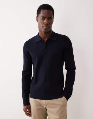 Mango Knit Polo Shirt In Blue