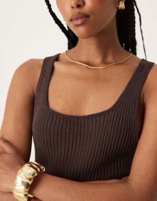 Mango Knit Round Neck Tank Top