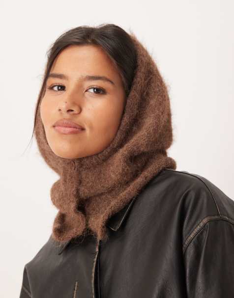Mango knit snood in brown - view 1