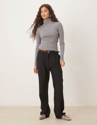 Mango Knit Soft Touch Roll Neck Sweater In Gray