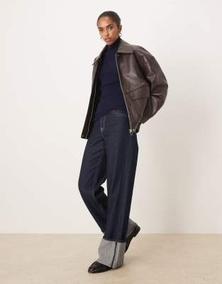 Mango Knit Soft Touch Roll Neck Sweater In Blue