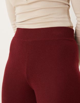 Mango Knit Soft Touch Wide Leg Pants In Red