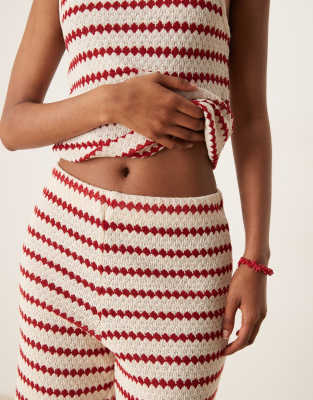 Mango Knit Straight Leg Striped Pants