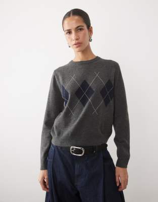 Mango Knit Sweater In Gray