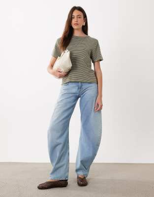 Mango Knit T-shirt In Green