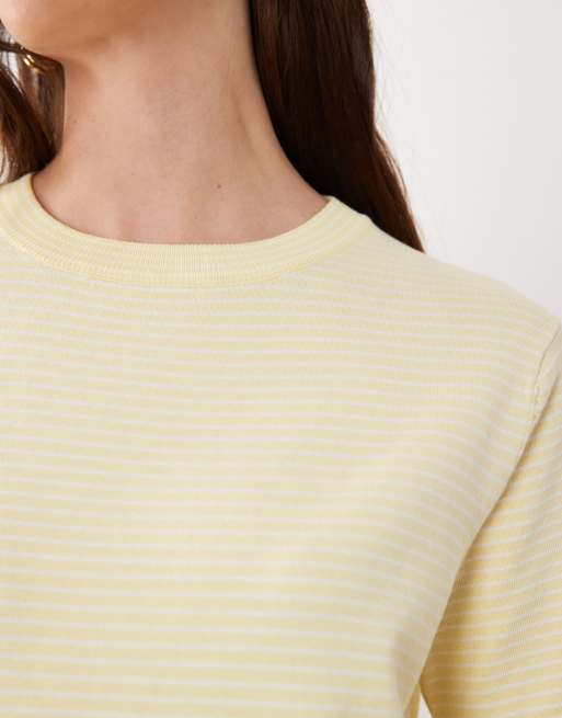 Mango knit T-shirt in yellow striped print, 3 of 4