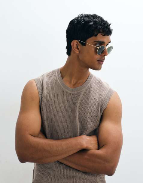 Mango knit tank in chocolate - view 1