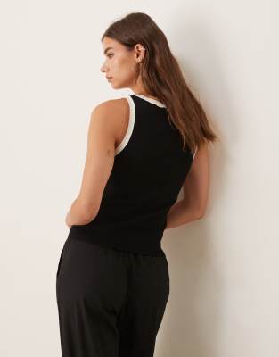 Mango Knit Tank Top With Contrast Tipping