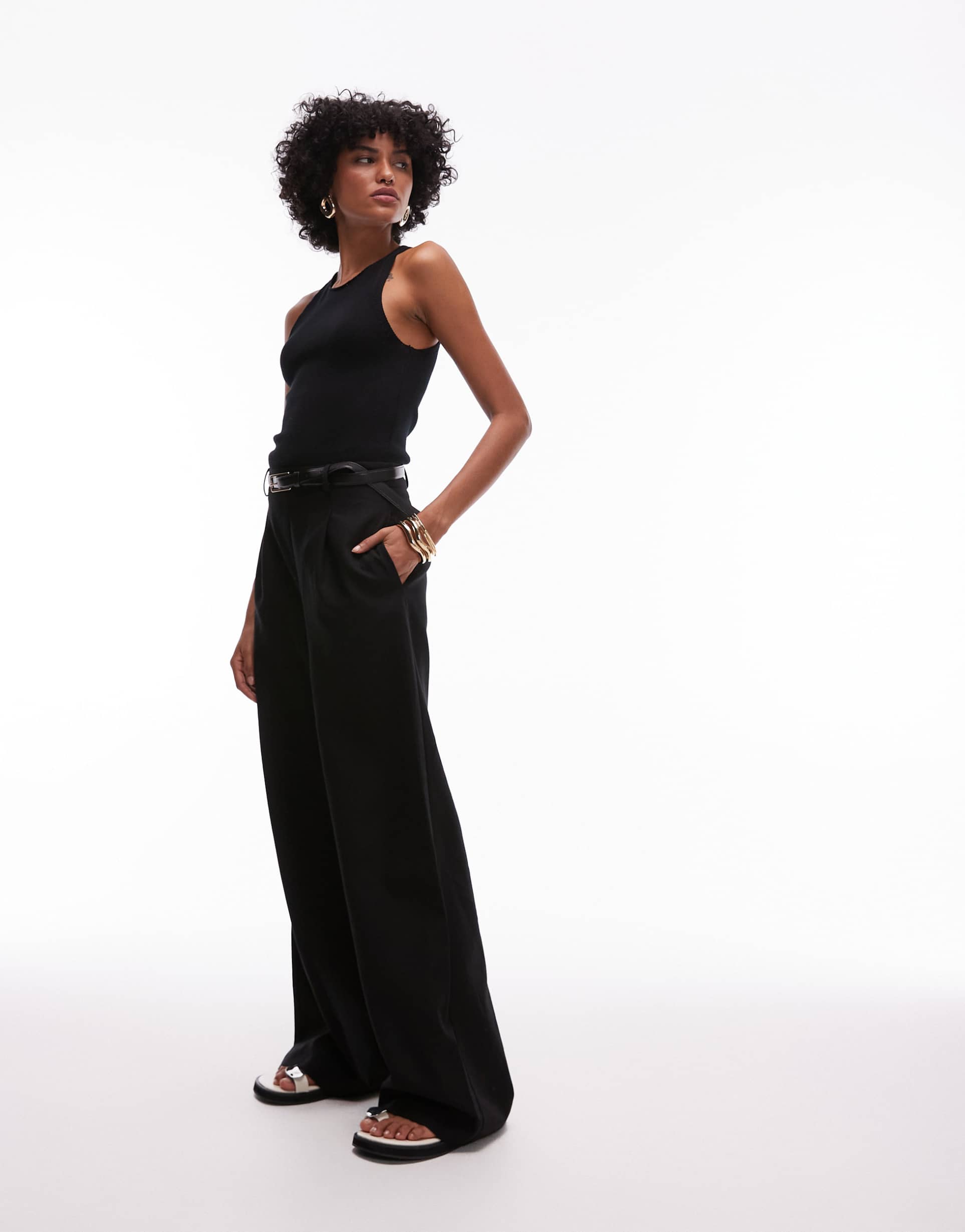 mango knit top jumpsuit in black