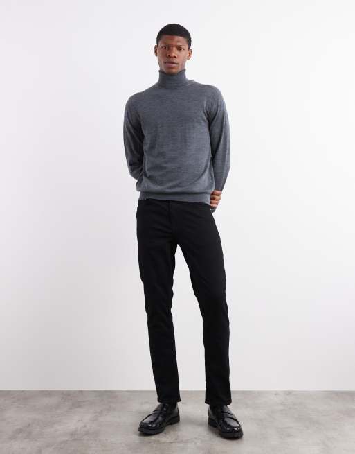 Mango knit turtle neck sweater in charcoal, 2 of 5
